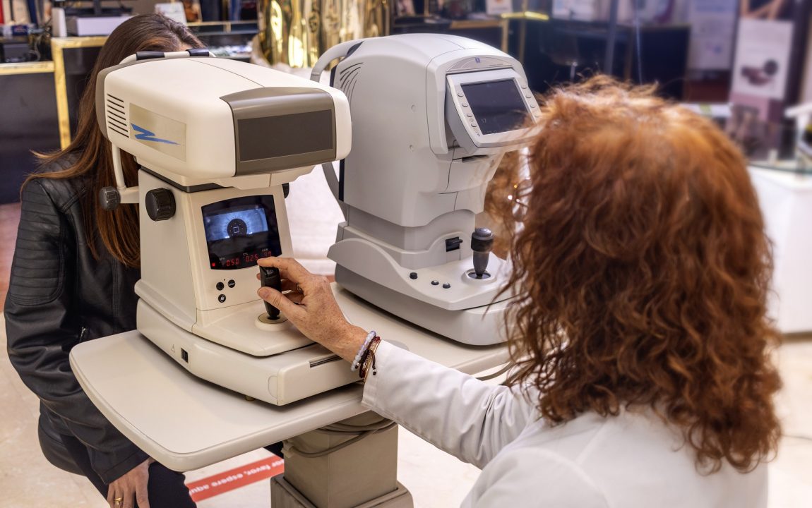 Eye examination in an optician's office.